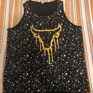 Black White and Gold Bulls Tank top